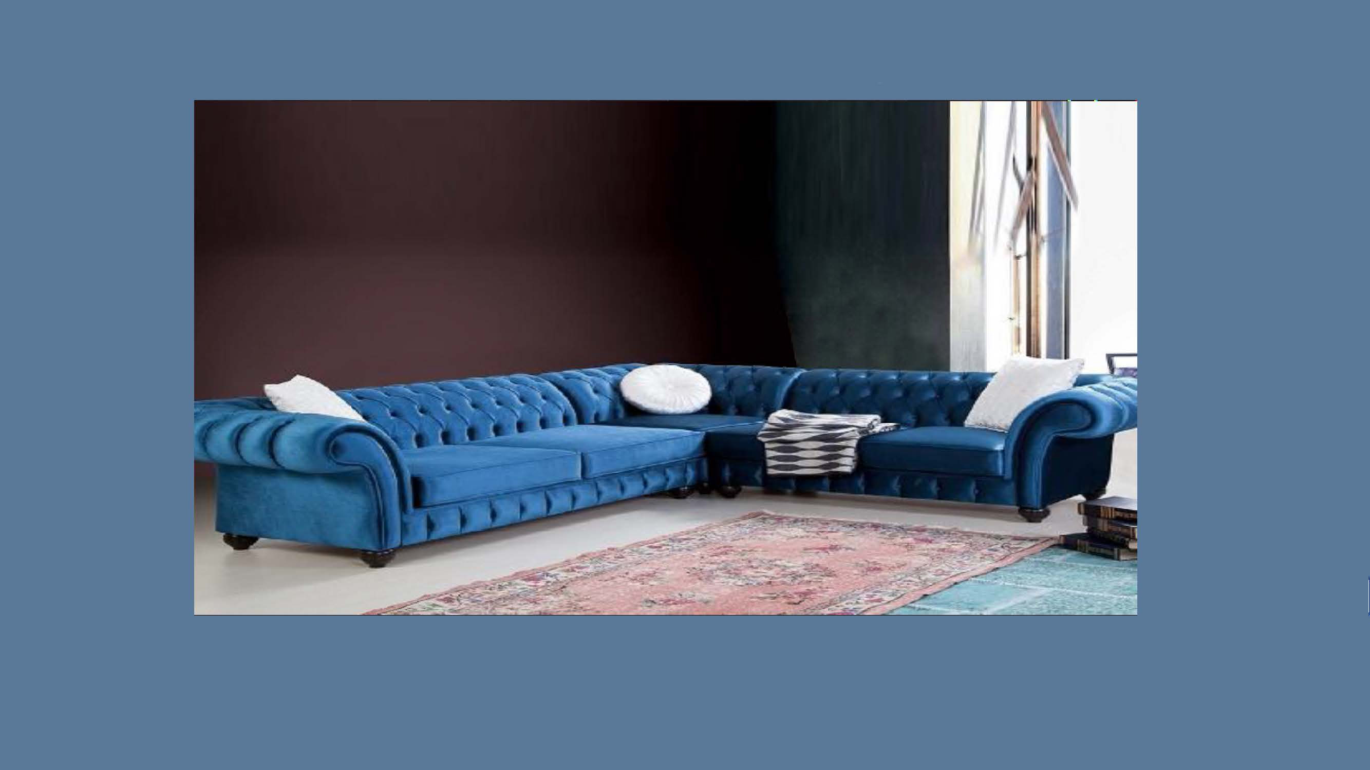 L-Shaped Chesterfield Sofa Set
